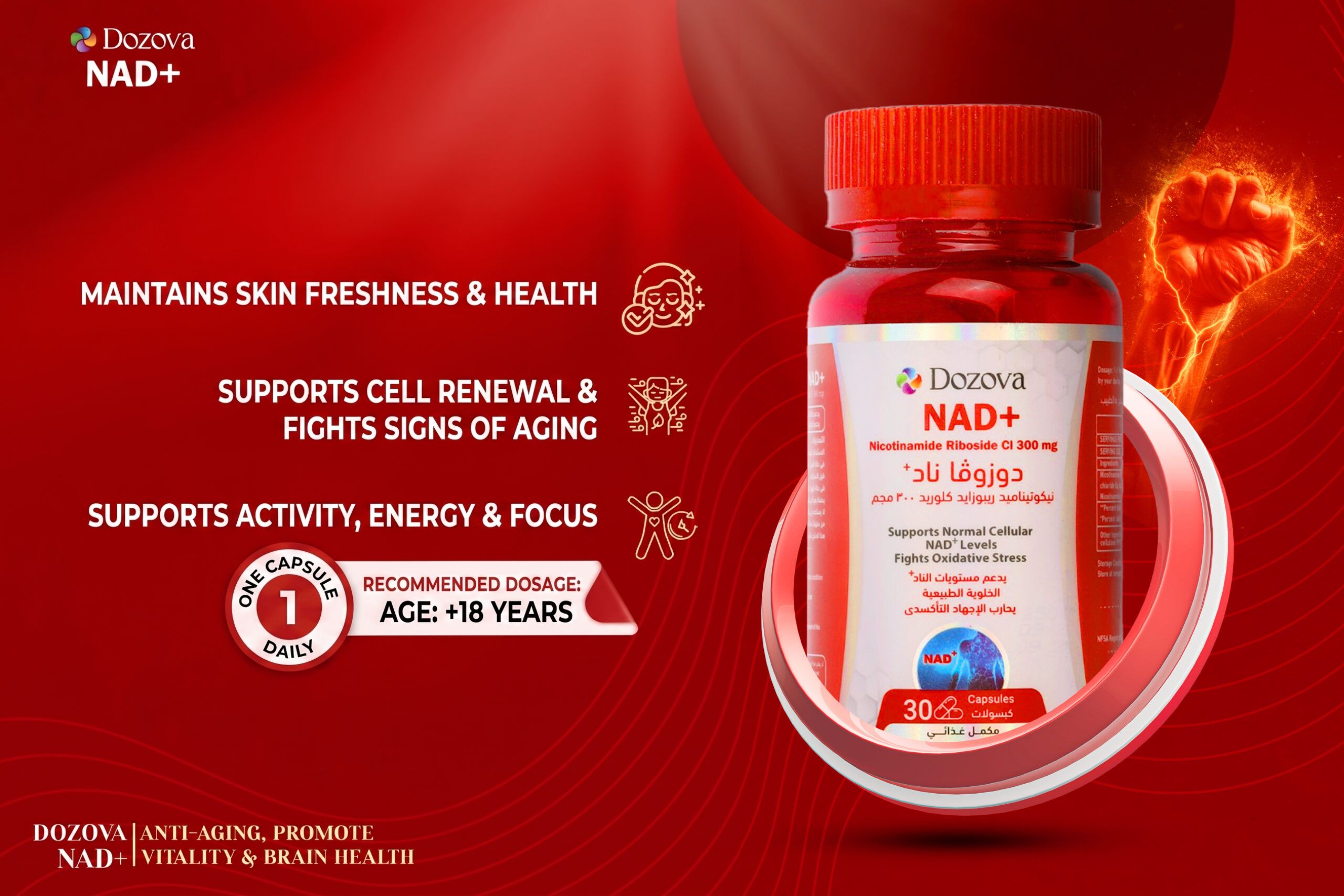 Dozova NAD+ Nicotinamide Riboside 30 Capsules spec